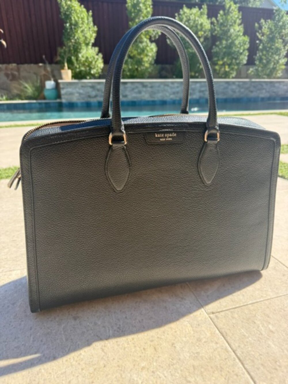 Kate Spade Hudson Black Pebbled Leather Laptop Bag KI521 Like New
